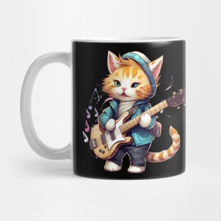 Cool Cat playing on guitar Mug